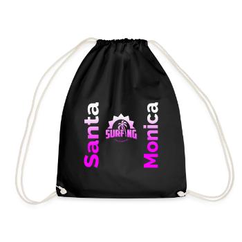 Santa Monica Surfer T-Shirt - Turnbeutel - Schwarz - Vorne