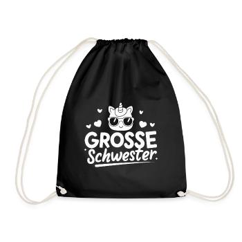 Große Schwester Einhorn Cool Schwanger Nachwuchs - Turnbeutel - Schwarz - Vorne