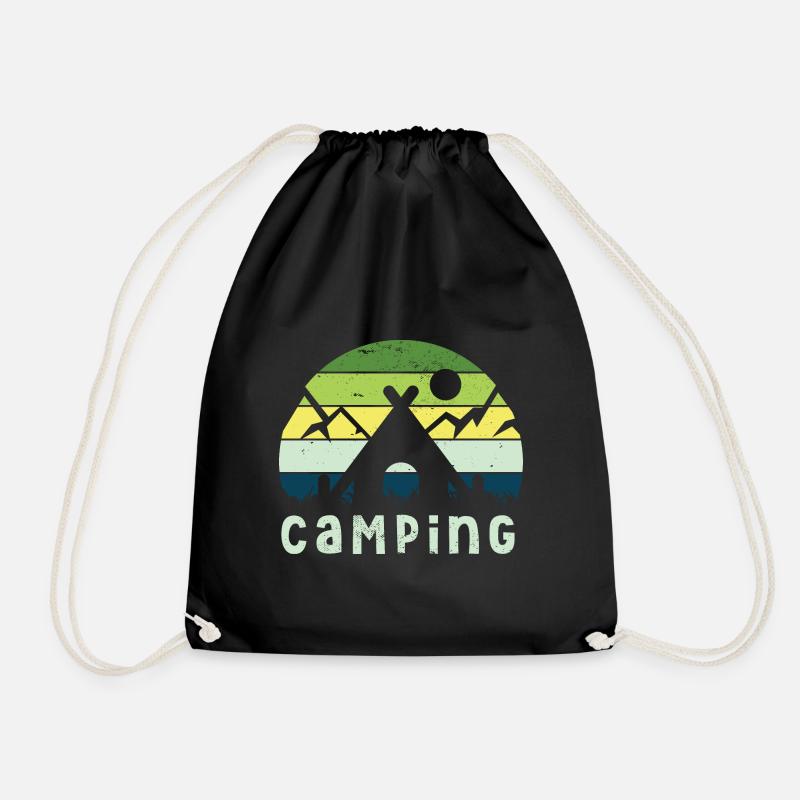 Camping Camper Tents Wohmbobil Caravan - Drawstring Bag - black