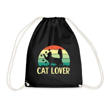 Cat Cats Cat Lover Pet - Drawstring Bag - black - Front