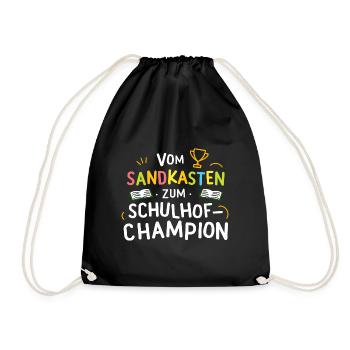 Kita Abgänger Schulhof-Champion Erstklässler Kiga - Turnbeutel - Schwarz - Vorne