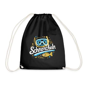 Schnorchel-Abenteuer Taucherbrille Flossen Meer - Turnbeutel - Schwarz - Vorne