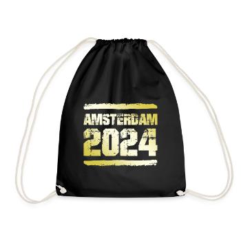 Amsterdam 2024 Gold - Turnbeutel - Schwarz - Vorne
