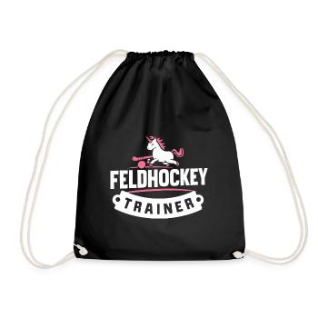 Feldhockey-Einhorn-Trainer Shirt Coach Team - Turnbeutel - Schwarz - Vorne
