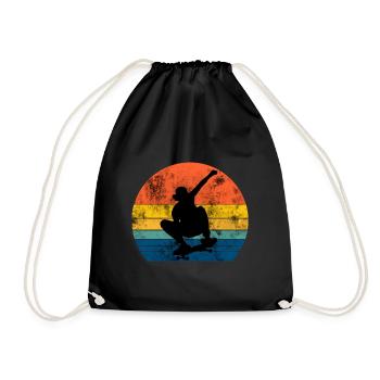 Vintage Skateboard - Drawstring Bag - black - Front