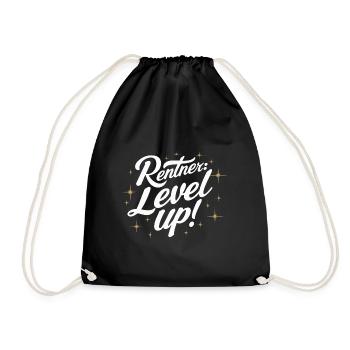 Rentner Level Up Ruhestand Abschiedsgeschenk - Turnbeutel - Schwarz - Vorne
