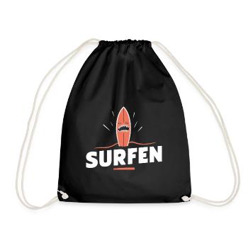 Surf-Spaß Welle Board Meer Lustig Shirt - Turnbeutel - Schwarz - Vorne