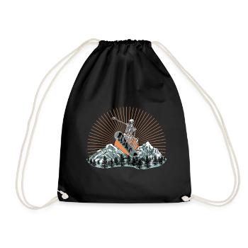 Snowboard Skull Funny - Drawstring Bag - black - Front