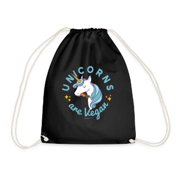 Unicorn T-shirt - Unicorns are Vegan (Blue Magic) - Drawstring Bag - black - Front