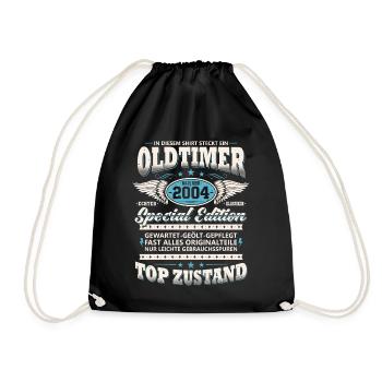 Oldtimer Baujahr 2004 Jahrgang Geburtstag Geschenk - Turnbeutel - Schwarz - Vorne