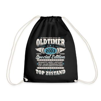 Oldtimer Baujahr 2003 Jahrgang Geburtstag Geschenk - Turnbeutel - Schwarz - Vorne