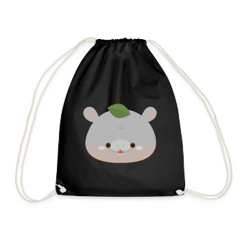 Pygmy Hippo Emotional Support Leaf - Drawstring Bag - black - Front