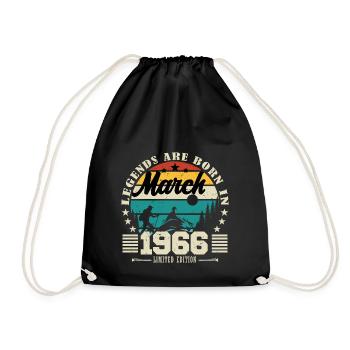 March 1966. Birthday gift March 1966. - Drawstring Bag - black - Front