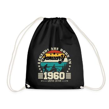 Janvier 1960. Cadeau d'anniversaire janvier 1960. - Sac de sport léger - noir - Devant