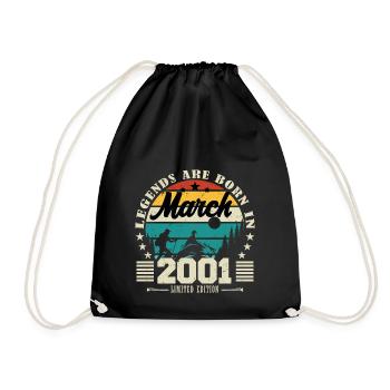 March 2001. Birthday gift March 2001. - Drawstring Bag - black - Front