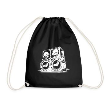 Musik Boxen Symbol Bass - Turnbeutel - Schwarz - Vorne