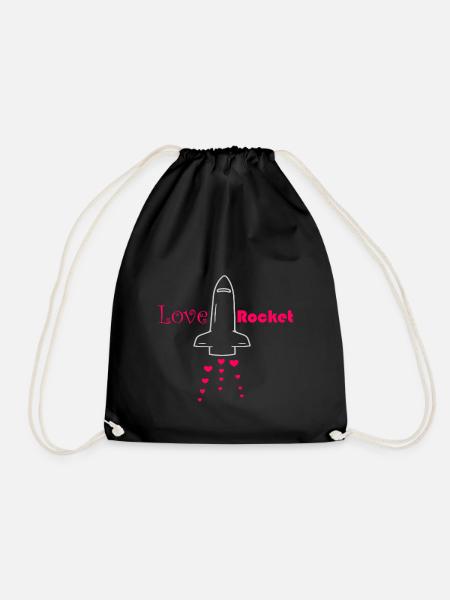 Love Rocket - Drawstring Bag - black