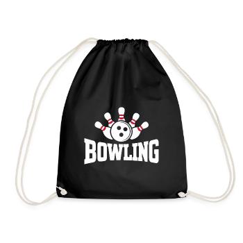 Bowling Kegeln Fanartikel Strike Spieler Pins - Turnbeutel - Schwarz - Vorne