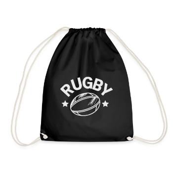 Rugby-Fan Must-Have Ball Spiel Shirt Deko - Turnbeutel - Schwarz - Vorne