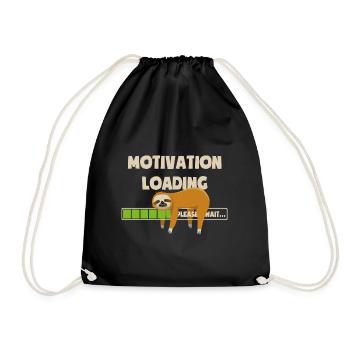 Faultier - Motivation wird geladen - bitte warten - Turnbeutel - Schwarz - Vorne