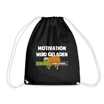 Faultier - Motivation wird geladen - bitte warten - Turnbeutel - Schwarz - Vorne