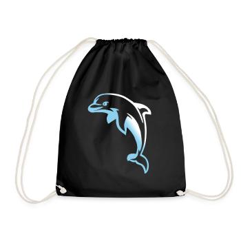 Delfin Show Delphin intelligenter Fisch Geschenk - Turnbeutel - Schwarz - Vorne