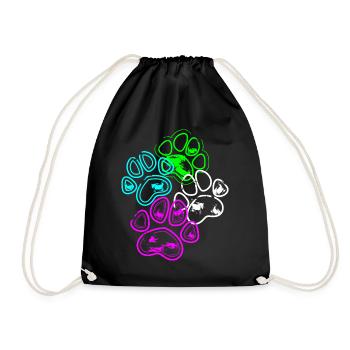 Neon-Paw Design - Turnbeutel - Schwarz - Vorne
