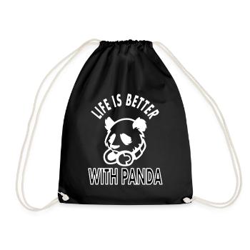 Life is more beautiful with panda cuddle gift - Drawstring Bag - black - Front