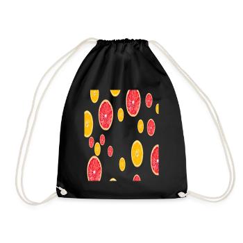 Obst Orange Orangensaft Geschenk Obst ist gesund - Turnbeutel - Schwarz - Vorne