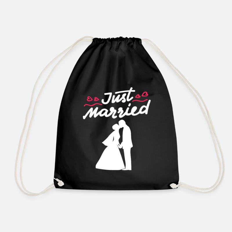 gerade geheiratet Hochzeitspaar Hochzeit Geschenk - Turnbeutel - Schwarz