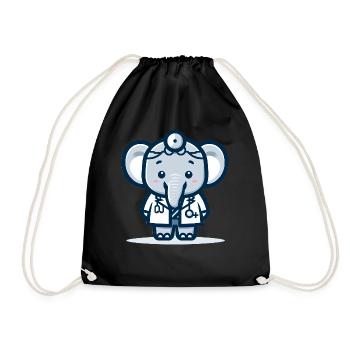 Cute Elephant Doctor - Drawstring Bag - black - Front