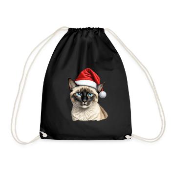 Chat de Noël siamois - Sac de sport léger - noir - Devant