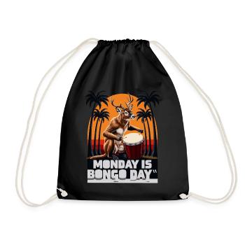 Reindeer Monkey - Drawstring Bag - black - Front