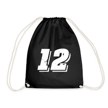 12 Zahl Symbol - Turnbeutel - Schwarz - Vorne