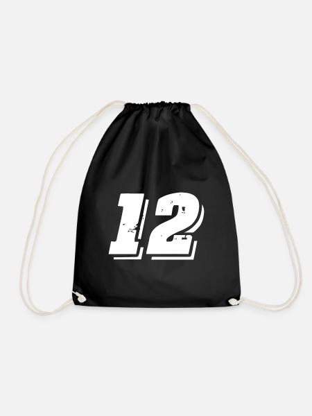 12 Zahl Symbol - Turnbeutel - Schwarz