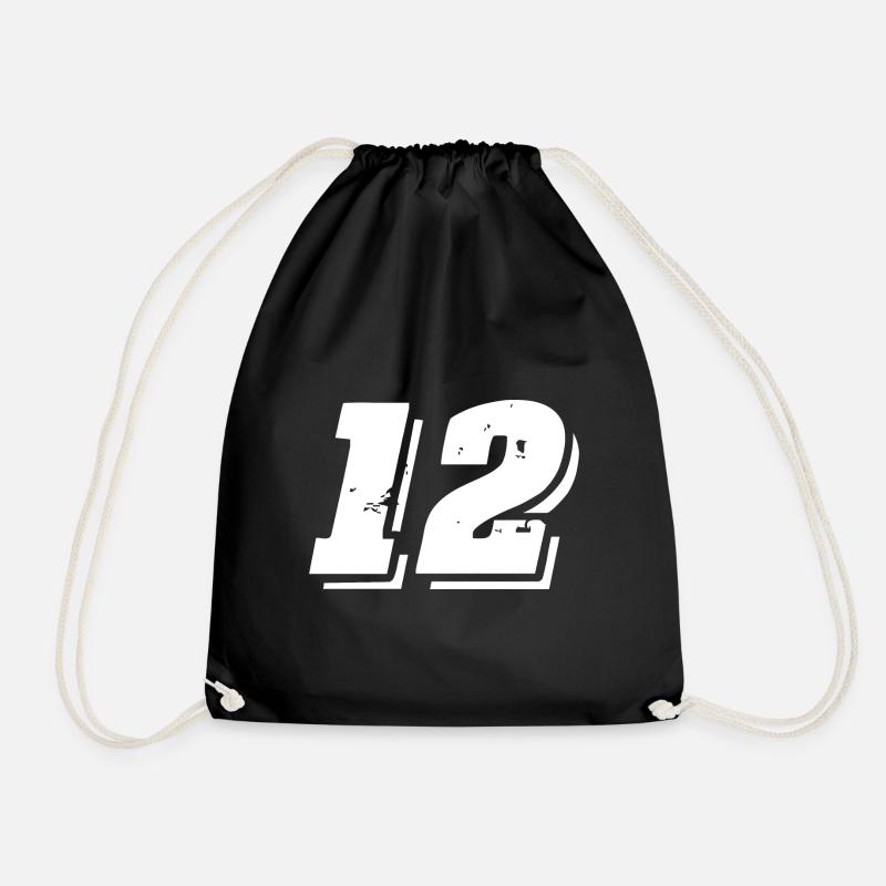 12 Zahl Symbol - Turnbeutel - Schwarz