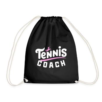 Tennis-Einhorn-Frau-Coach - Turnbeutel - Schwarz - Vorne