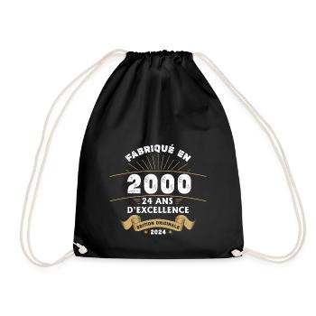 Made in 2000 24 years of original excellence - Drawstring Bag - black - Front