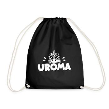 Uroma Einhorn Geburtstag Beste Uroma Muttertag - Turnbeutel - Schwarz - Vorne