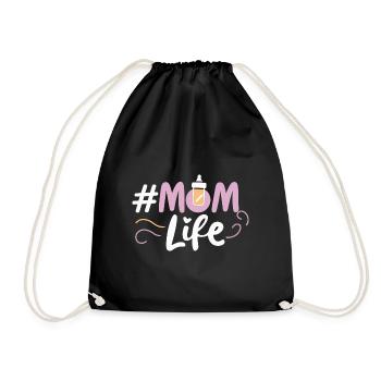 Mama Leben Baby Ankündigung Muttertag Geschenk 50 - Turnbeutel - Schwarz - Vorne