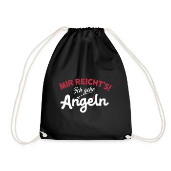 Mir reicht's Angeln – Lustig Angler Hobby - Turnbeutel - Schwarz - Vorne