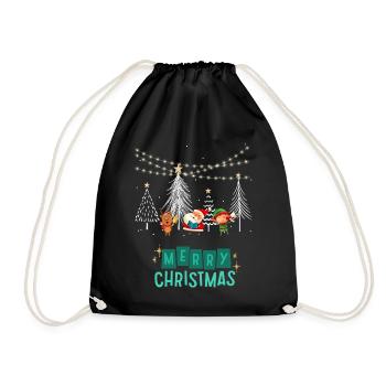 Merry Christmas Singing Santa Green - Turnbeutel - Schwarz - Vorne