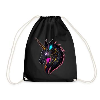 Einhorn, Einhornkopf - Turnbeutel - Schwarz - Vorne