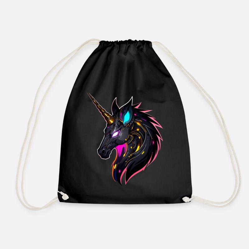 Einhorn, Einhornkopf - Turnbeutel - Schwarz