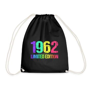 1962 Limited Edition Jahrgang 62er Retro Jahrgang - Turnbeutel - Schwarz - Vorne