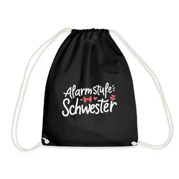 Alarmstufe Schwestern: Lustig Geburtstag Hochzeit - Turnbeutel - Schwarz - Vorne