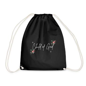 Christliches Shirt Child of God Blumen Geschenk - Turnbeutel - Schwarz - Vorne