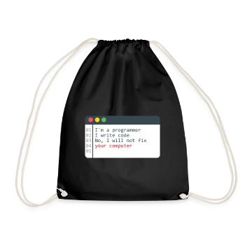 Programmer HTML Computer Coder Coding Programming - Drawstring Bag - black - Front
