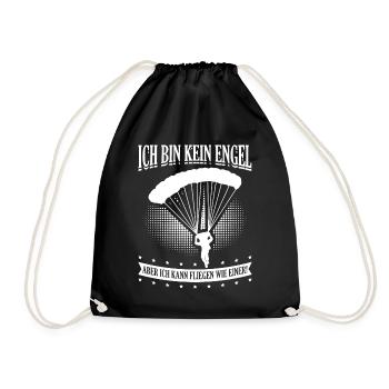 Paragliding Parachute Parachute Jumper - Drawstring Bag - black - Front