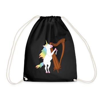 Einhorn plays with harp! Music Orchestra Choir - Drawstring Bag - black - Front